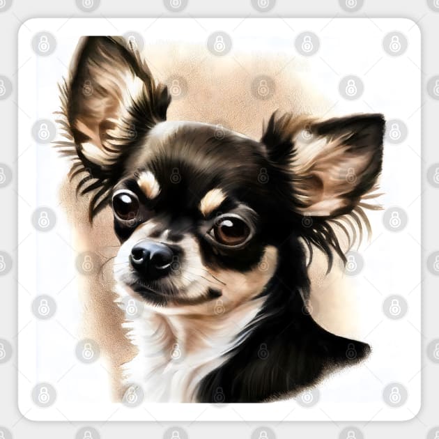 Black and White Chihuahua Watercolor Style Portrait Magnet by designs4days